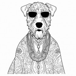 airedale dressed as a hippie