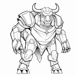 large full body bull wearing diamond armor