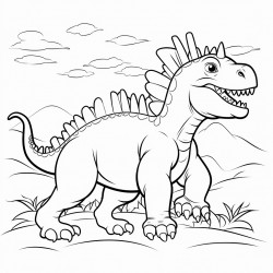dinosaur stegosaurus color book black and white thick line for kid