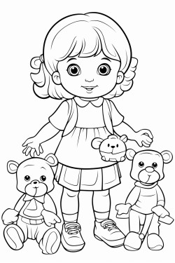 child playing with dolls
