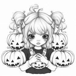 dark animation of two girls wearing pumpkin heads one holding a females head in her hands