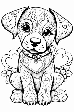 adorable puppy with hearts