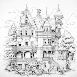 intricate house colouring pages