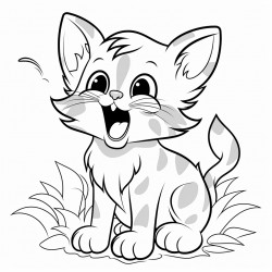 kitten yawning with paw on mouth
