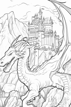 coloring dragon forest castle