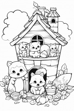cozy cottage core with anthromorphic animals