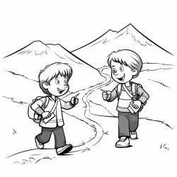 a boy is shown a thick and another path that is plain