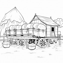 a fairground with bales of hay