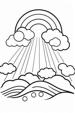 rainbow rain drops sun hills river