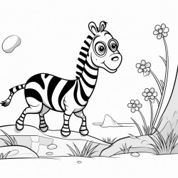 a zebra waiting for a slow snail to pass