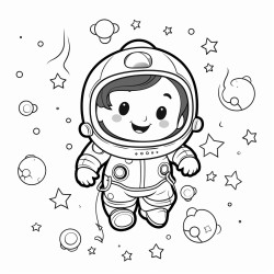 a cute astronaut floating in space surrounded by twinkling stars