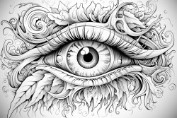 mystical eyeball with cool colors and shapes