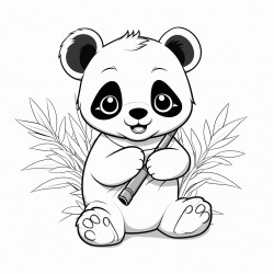 sweet baby panda with chubby cheeks and a bamboo shoot