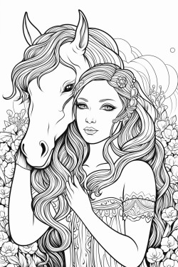 a cute girl on a unicorn