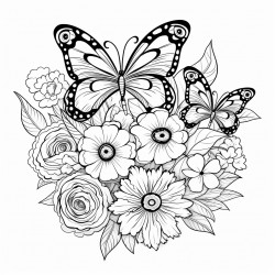 flowers and a butterfly