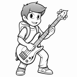 student playing the bass guitar
