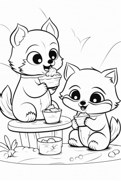 cute little animals eating lunch