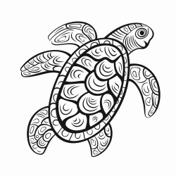 kids coloring page with turtle black and white simple line art style minimalist drawing white background style raw