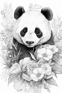 crea una panda jugando con mariposas en una pampa primaveral