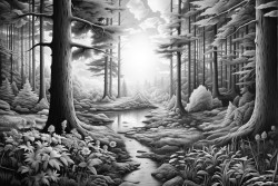 he sun rises on a quiet morning soft light filtering through the trees