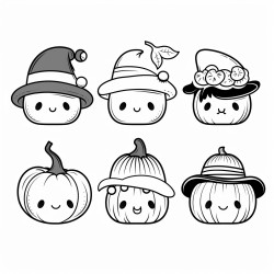 6adorable pumpkins in funny hats