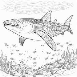 a whale shark with intricate pattern inside of it no color no shading medium line coloring book
