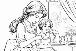 mother braiding daughters hair  a tender timeless scene