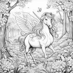 magical forest with flying unicorns