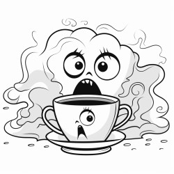 1scared awake with ghosts rising from a steaming mug