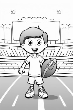 football field with football player catching football