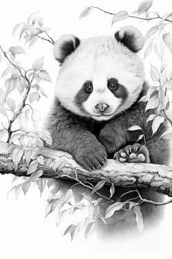 panda mange des feuille sur une branche darbre