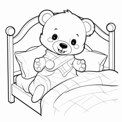 cartoon teddy in bed cozy playful theme