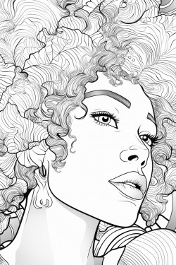 coloring book page showing a very talkative person