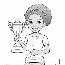 african american cute girl winning a trophy smiling at her audience