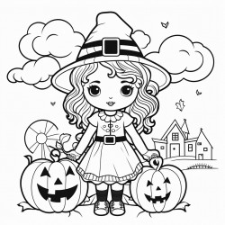 coloring page summerween no background white and black