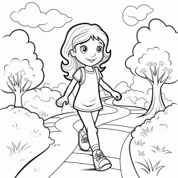 young lady walking on a path