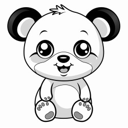 baby panda with big round eyes and a tiny smile