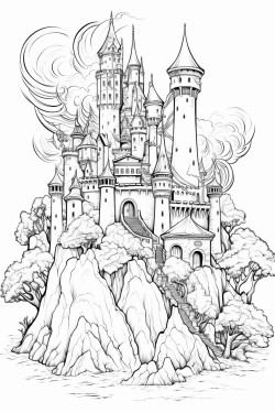 coloring dragon forest castle