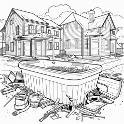 jacuzzispa being cut or demolished by junk removal company with a sawzall tool