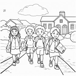 children on their way to school in the uk