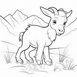 a cartoon goat gobbling grass