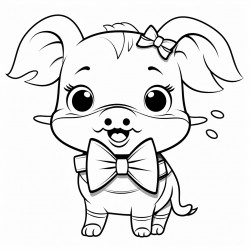 mini pig wearing a little bow