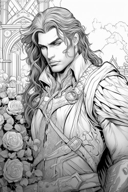handsome long haired masucline male vampire wearing a loose shirt