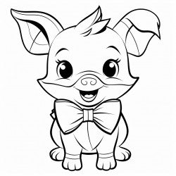 mini pig wearing a little bow