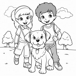 kids and dog