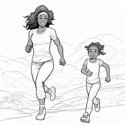 an african mom and daughter playing together running and enjoying the moment