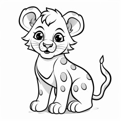 lion cub outline with a dotted line