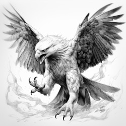 draw an angry eagle with both wing wider and leg should be seen in the image with wide spread wings
