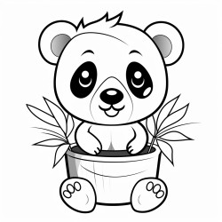oso panda con tallo de planta