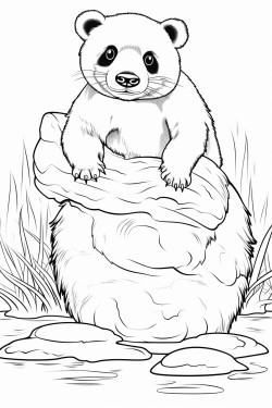otter riding a panda